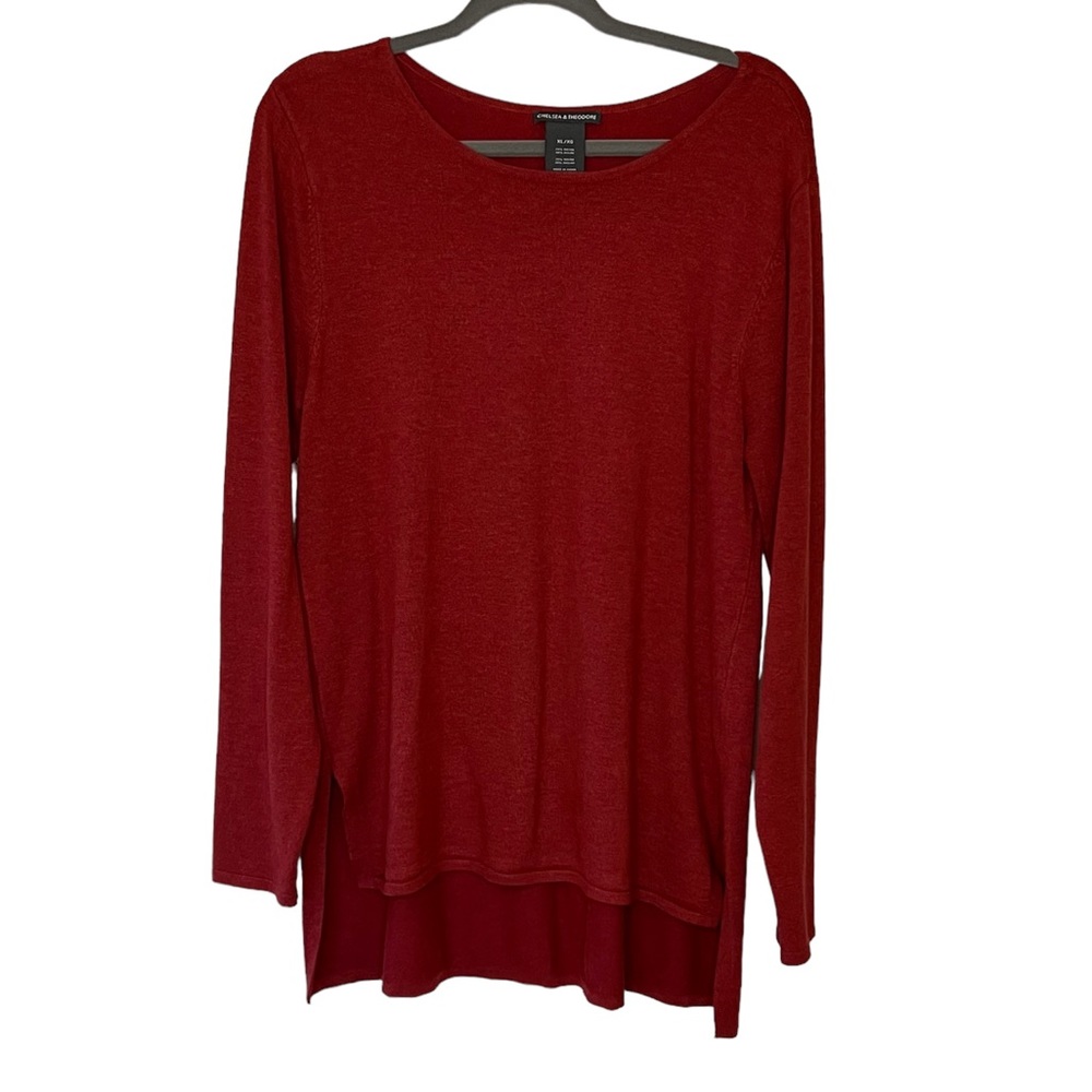 Chelsea & Theodore women’s long sleeve sweater wine size XL